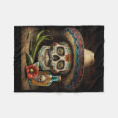 Mexican Sugar Skull Tequila Sombrero Cinco De Mayo Fleecedecke (Vorderseite (Horizontal))
