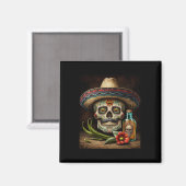 Mexican Sugar Skull Tequila Sombrero Cinco De Mayo Magnet (Vorderseite/Rückseite)