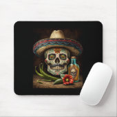 Mexican Sugar Skull Tequila Sombrero Cinco De Mayo Mousepad (Mit Mouse)