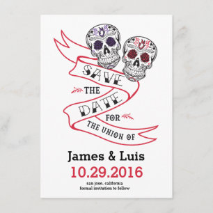 Mexican Sugar Skull Wedding Save the date 4.5x6.25