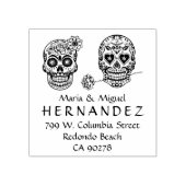 Mexican Sugar Skulls Verheiratete Rücksendeadresse Gummistempel (Prägung)