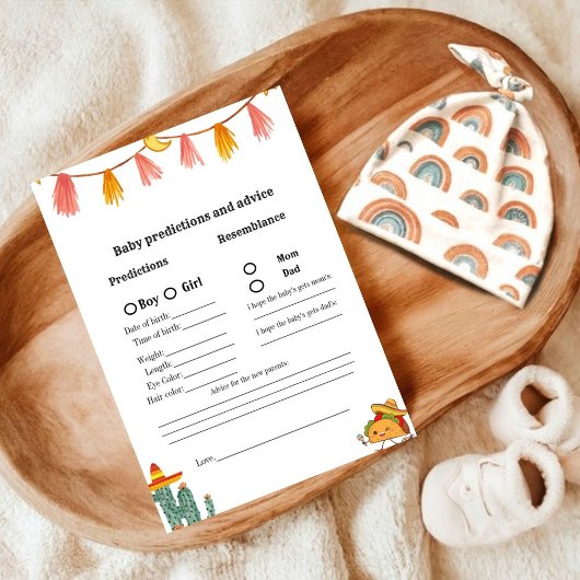 Mexican Taco Baby Vorhersage Baby Shower Game Card Einladung
