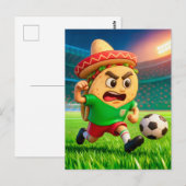 Mexican taco soccer player running across stadium postkarte (Vorne/Hinten)