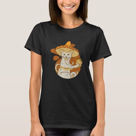 Mexican-Takos-Yammy-Sombrero-Katze T-Shirt (Vorderseite)