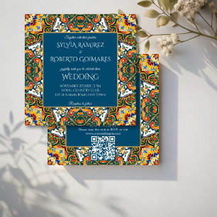 Mexican Talavera aquamarine Hochzeit mit UAWG Einladung