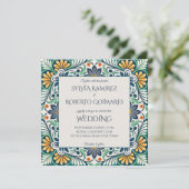 Mexican Talavera Azulejo Hochzeit mit UAWG Einladung (Stehend Vorderseite)