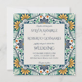 Mexican Talavera Azulejo Hochzeit mit UAWG Einladung (Vorderseite)