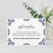 Mexican Talavera Black Floral Minimalist Wedding Begleitkarte (Stehend Vorderseite)