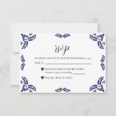 Mexican Talavera Black Floral Minimalist Wedding RSVP Karte (Vorderseite)