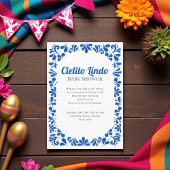 Mexican Talavera Blue Baby Shower Invitation Einladung