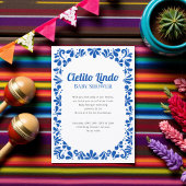 Mexican Talavera Blue Baby Shower Invitation Einladung
