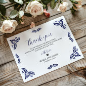 Mexican Talavera Blue Floral Minimalistisch Weddin Dankeskarte