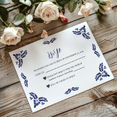 Mexican Talavera Blue Floral Minimalistisch Weddin RSVP Karte