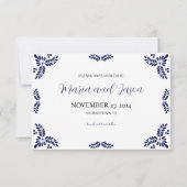 Mexican Talavera Blue Floral Minimalistisch Weddin Save The Date (Vorderseite)