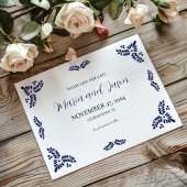 Mexican Talavera Blue Floral Minimalistisch Weddin Save The Date