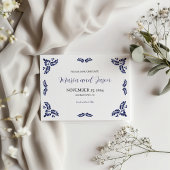 Mexican Talavera Blue Floral Minimalistisch Weddin Save The Date