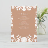 Mexican Talavera Boho Barro Brautparty Menükarte (Stehend Vorderseite)