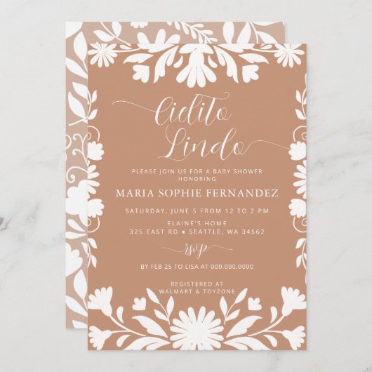 Mexican Talavera Boho Cielito Lindo Baby Shower Einladung (Vorne/Hinten)