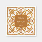 Mexican Talavera Braun mit Monogramm Hochzeit Serviette (Vorderseite)
