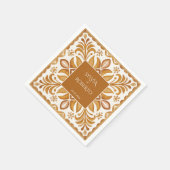Mexican Talavera Braun mit Monogramm Hochzeit Serviette (Ecke)