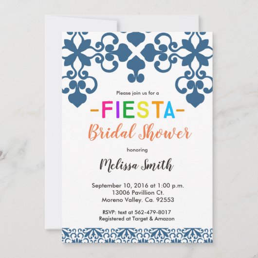Mexican Talavera Bridal Dusche Einladung (Vorderseite)
