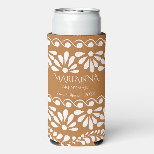 Mexican Talavera bridesmaiers Schenkungen personal Selters Dosenkühler (Seltzer Rückseite)