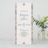 Mexican Talavera Colorful Floral Fiesta Wedding Programm (Stehend Vorderseite)