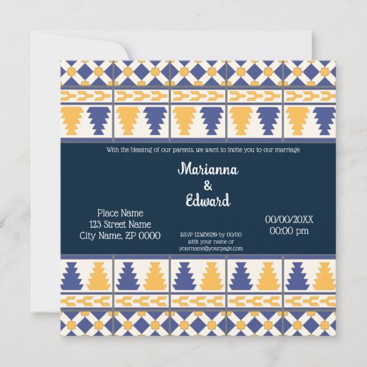 Mexican Talavera Design Wedding Einladung (Vorderseite)