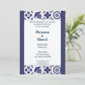 Mexican Talavera Design Wedding Einladung (Stehend Vorderseite)