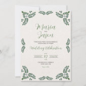 Mexican Talavera Green Floral Minimalist Wedding Einladung (Vorderseite)