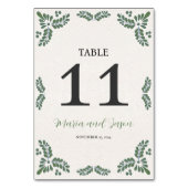 Mexican Talavera Green Floral Minimalist Wedding Tischnummer (Vorderseite)