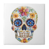 Mexican Talavera Hacienda Style Sugar Skull Tile Fliese (Vorderseite)