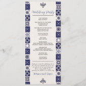 Mexican Talavera Majolica Navy Blue White Wedding Programm (Rückseite)