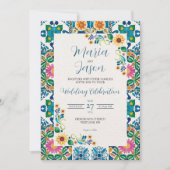 Mexican Talavera Majolica Sunflower Fiesta Wedding Einladung (Vorderseite)