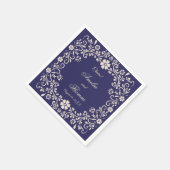 Mexican Talavera Navy Blue Wedding  Serviette (Ecke)