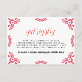 Mexican Talavera Orange Floral Minimalist Wedding Begleitkarte