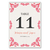 Mexican Talavera Orange Floral Minimalist Wedding Tischnummer (Vorderseite)