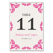 Mexican Talavera Pink Floral Minimalist Wedding Tischnummer (Vorderseite)