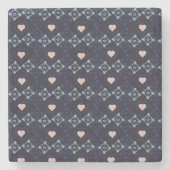 Mexican Talavera Pink Hearts Blue Pattern Steinuntersetzer (Vorderseite)