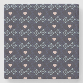 Mexican Talavera Pink Hearts Blue Pattern Steinuntersetzer