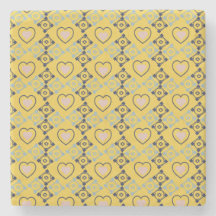 Mexican Talavera Pink Hearts Blue Yellow