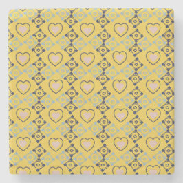 Mexican Talavera Pink Hearts Blue Yellow Steinuntersetzer