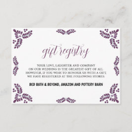 Mexican Talavera Purple Floral Minimalist Wedding Begleitkarte