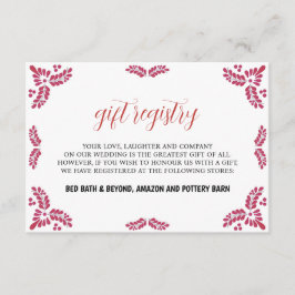 Mexican Talavera Red Floral Minimalist Wedding Begleitkarte