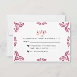 Mexican Talavera Red Floral Minimalist Wedding RSVP Karte