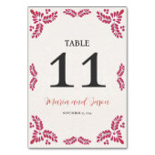 Mexican Talavera Red Floral Minimalist Wedding Tischnummer (Vorderseite)