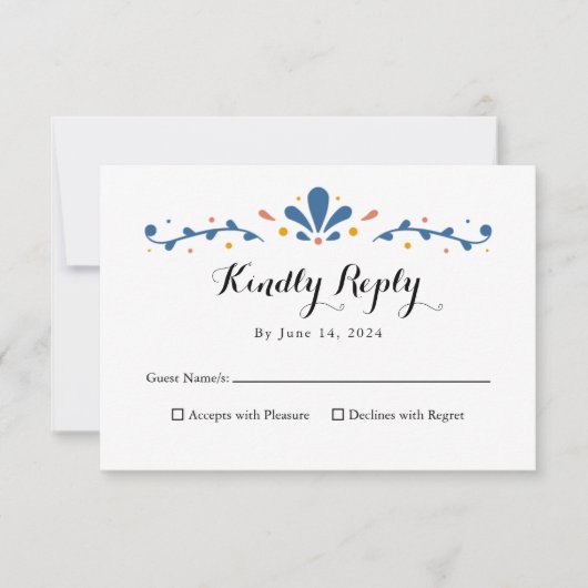 Mexican Talavera Response Card, RSVP Card Karte (Vorderseite)