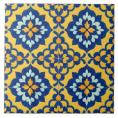Mexican Talavera Spanish Azulejo Blue and Yellow Fliese (Vorderseite)