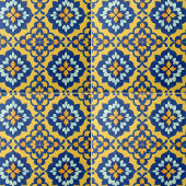 Mexican Talavera Spanish Azulejo Blue and Yellow Fliese