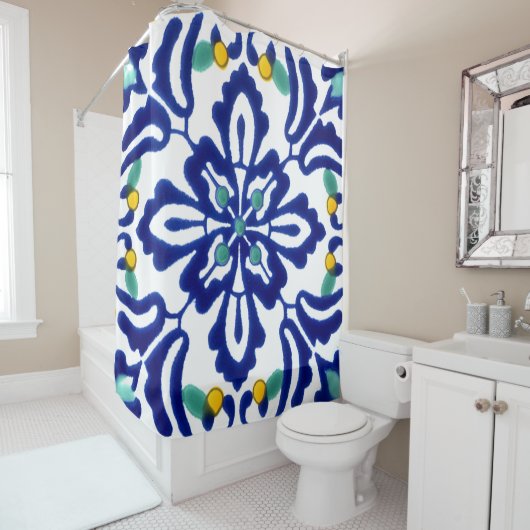 Mexican Talavera Terracotta Tile Design Nr. 10 Duschvorhang (Beispiel)